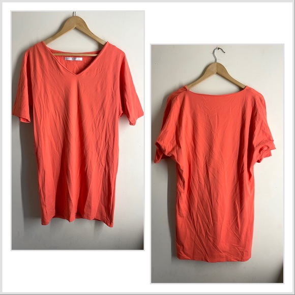 Susana Monaco Stretch Knit Seamless Shirt Dress Coral size M - Picture 1 of 9